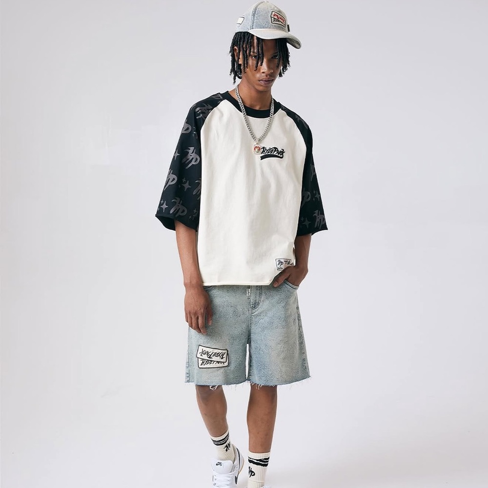 Hyde Park White & Black Raglan Men’s Shirt with Logo